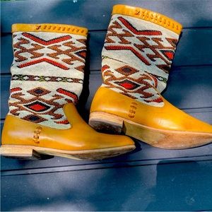 Wanted womens Nava woven pattern western aztec boho pull on boot tan Size 7